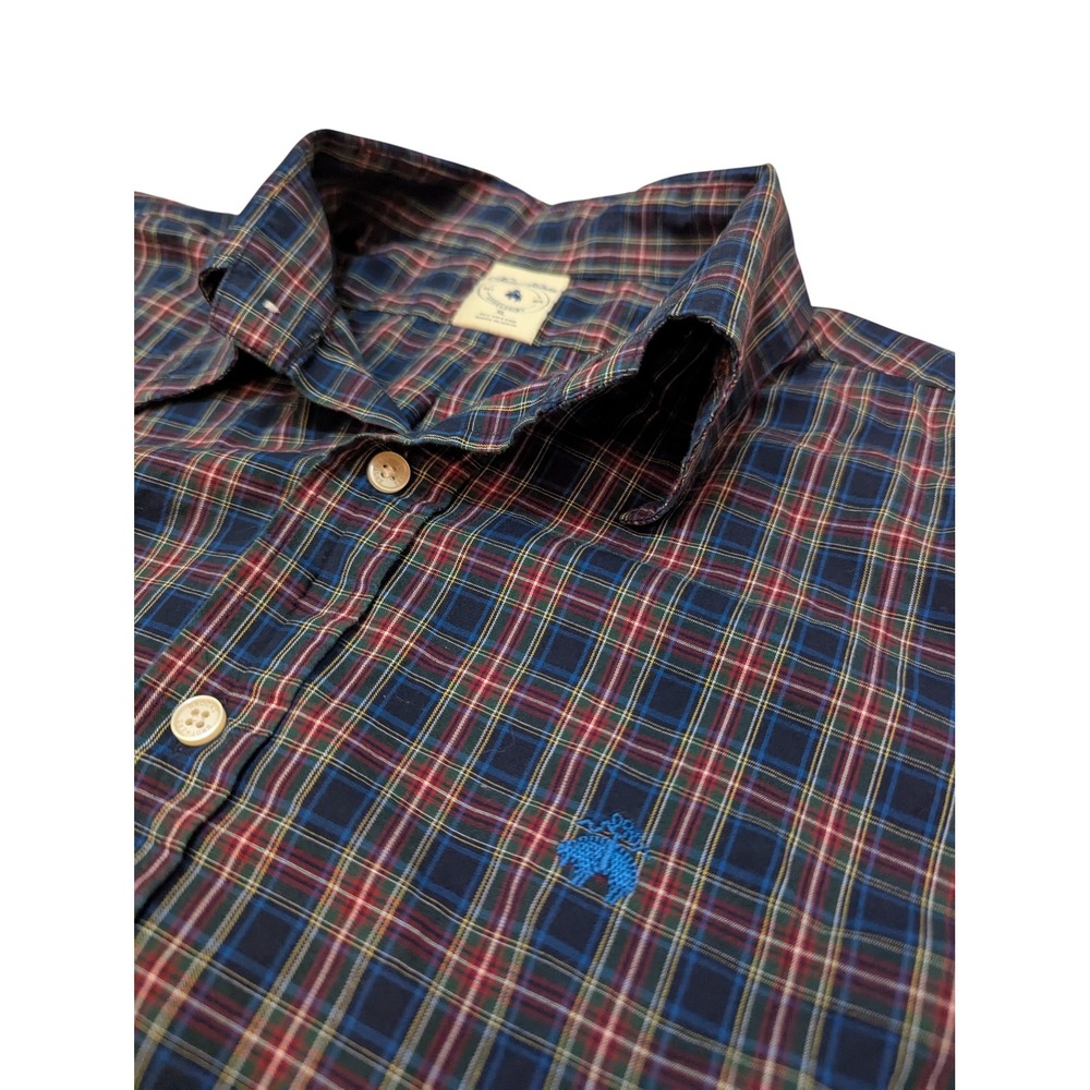 Brooks Brothers Sport Plaid Button Up Shirt Men‎ XL Cotton Long Sleeve